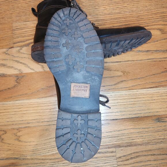 Johnston & Murphy Men's Dark Brown Trufoam Barrett  Plain Toe Leather Boot 12 - Picture 8 of 11